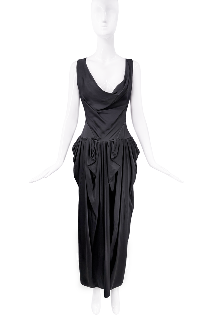 Vivienne Westwood Black Sunday Garden Draped Dress Gown