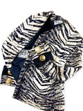 Istante by Gianni Versace Zebra Print Gold Collarless Jacket - BOUTIQUE PURCHASE PRICE