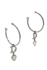 Christian Dior X Galliano Silver D Logo Crystal Heart Drop Hoop Earrings