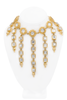 Escada Gold Embellished Mirrored Rhinestones Long Drop Necklace