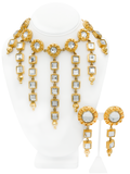 Escada Gold 80s Embellished Mirrored Rhinestone Setting Drop Earrings