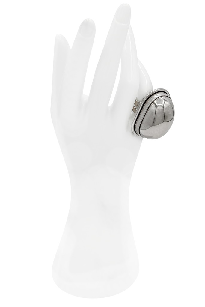Saint Laurent Silver Oversized Domed Ring