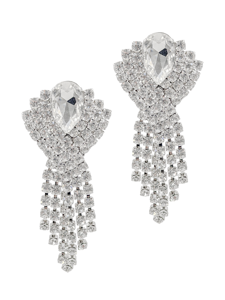 Alessandra Rich Silver Crystal Chandelier Earrings