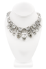 Saint Laurent Silver Crystal Multi Shape Necklace
