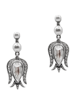 Oscar De La Renta Pearl and Pavé Crystal Drop Earrings