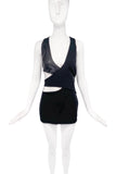 Dion Lee Leather Black Wool Wrap Cut Out Dress