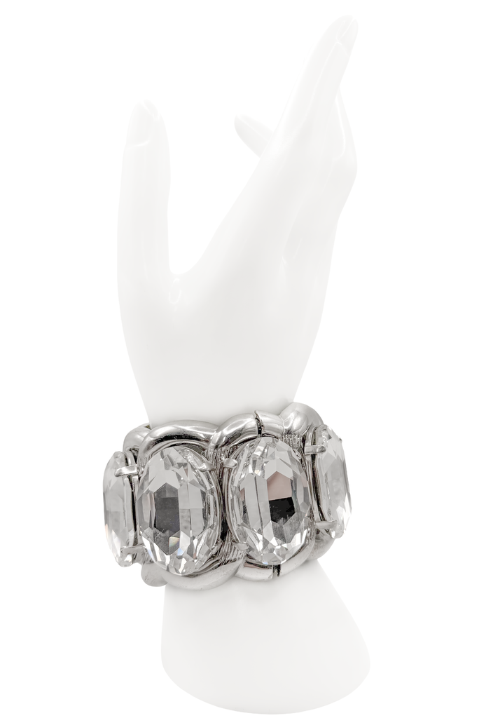 Dolce & Gabanna Silver Crystal Oversized Cuff Bracelet