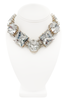 Vintage Silver Oversized Circular & Square Crystal Link Necklace