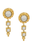 Escada Gold 80s Embellished Mirrored Rhinestone Setting Drop Earrings