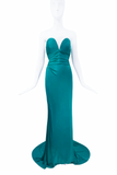 Alexandre Vauthier Teal Strapless Bustier Gown