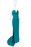 Alexandre Vauthier Teal Strapless Bustier Gown