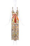 Missoni Multi Color Floral Print Open Back Gown