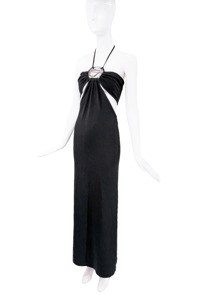 Coperni Black Knit Cut Out Halter Dress Gown