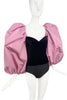Vintage Black Velvet Huge Pink Puff Sleeve Gloria von Thurn und Taxis YSL Style Top