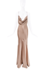 Saint Laurent Light Brown Tan Silk Satin Open Back Bias Cut Gown