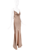 Saint Laurent Light Brown Tan Silk Satin Open Back Bias Cut Gown