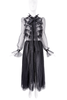 Valentino Black Mesh Ruffle Polka Dot Tie Gown