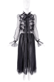 Valentino Black Mesh Ruffle Polka Dot Tie Gown