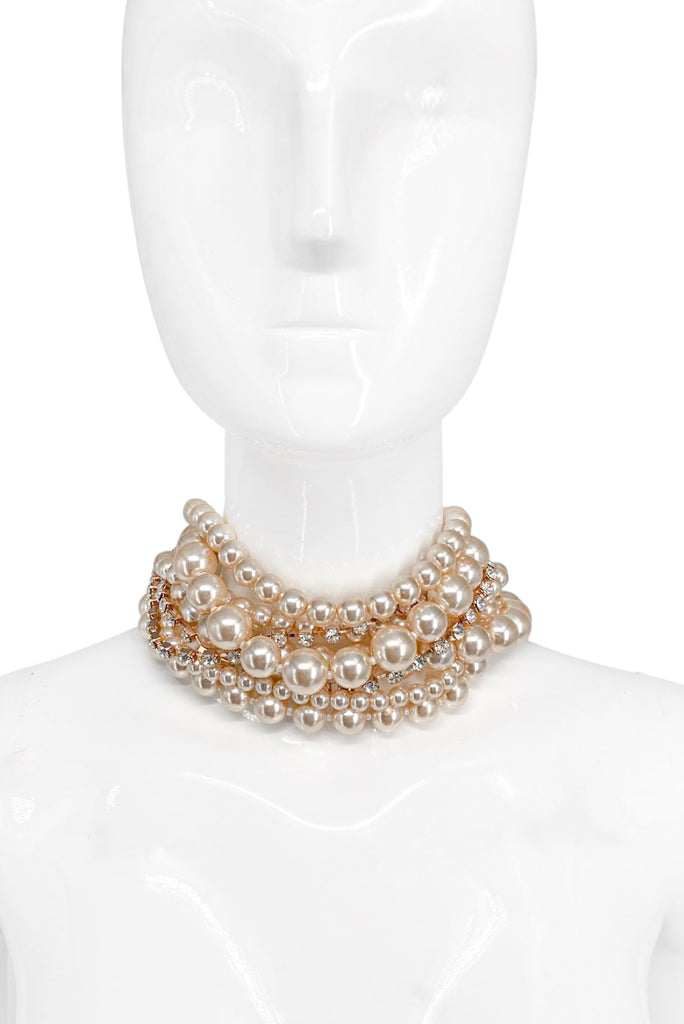 Courrèges Pearl Diamond Gold Necklace Choker
