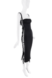 Dolce & Gabbana Black Satin Leather Strap Lace Up Bodycon Dress SS2003