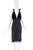 Gucci Black Ruffle Beaded Embroidered Halter Dress