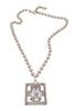 Valentino Pearl Sqaure Crystal Pendant Necklace