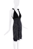 Gucci Black Ruffle Beaded Embroidered Halter Dress