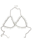 Vintage Silver Chain Crystal Beaded Bra Harness Top