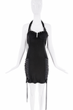 Christian Dior Black Buckle Lace Up Corset Dress SS2004