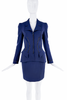 Thierry Mugler Blue Black Crystal Detail Skirt & Jacket Suit Set FW1998