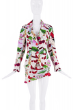 John Galliano White Red Green Cherry Graphic Print Mini Slip Dress FW2003