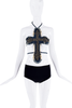 Blumarine Blue Denim Studded Cross Open Back Top