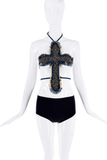 Blumarine Blue Denim Studded Cross Open Back Top