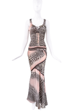 Roberto Cavalli Pink & Brown Giraffe Print Silk Top 2003/2004