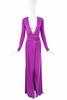 Roberto Cavalli Purple Long Sleeve Wrap Gown