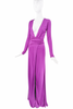 Roberto Cavalli Purple Long Sleeve Wrap Gown