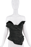 Vivienne Westwood Black Gold Sequin Exaggerated Bust Corset Top
