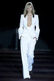 Saint Laurent YSL Tom Ford Black Razor Thin Pin Stripe Single Button Wide Leg Cuff Suit Spring 2001