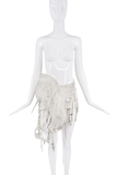 Kimberly Corday White Lace Corset Fur Deconstructed Repurposed Bra Skirt