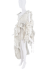 Kimberly Corday White Deconstructed Lace Heart Fur Repurposed Asymmetric Dress
