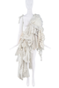 Kimberly Corday White Deconstructed Lace Heart Fur Repurposed Asymmetric Dress