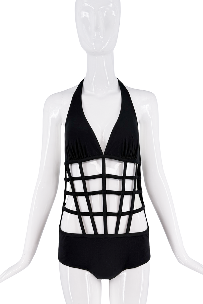 Jean Paul Gaultier Black Cut Out Bodysuit Swimsuit