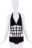 Jean Paul Gaultier Black Cut Out Bodysuit Swimsuit