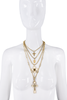 Jean Paul Gaultier Gold Pavé Crystal Cameo  Multi Chain Cross Chain Necklace