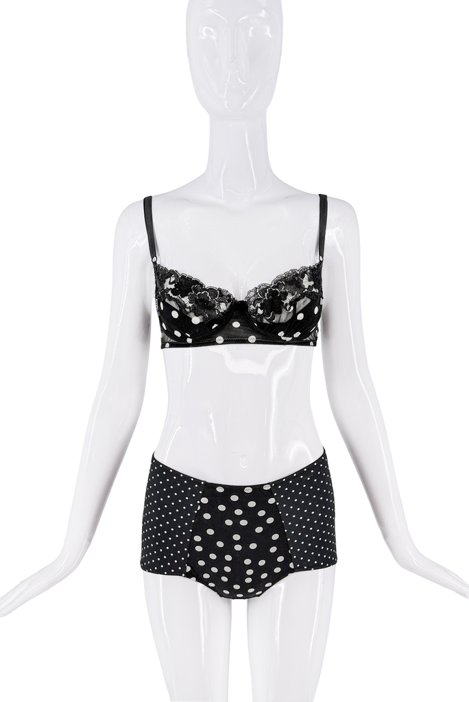 Dolce & Gabbana Black & White Polka Dot Underwear Micro Shorts Bottoms
