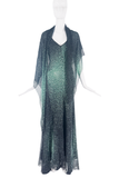 Roberto Cavalli Black Green Starry Night Print Scarf Dress Gown FW2000