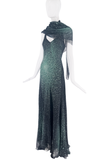 Roberto Cavalli Black Green Starry Night Print Scarf Dress Gown FW2000