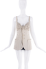 Jean Paul Gaultier White Creme Striped Crop Jacket and Crochet Top Set