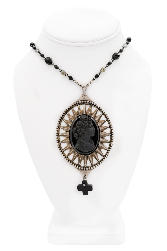 Jean Paul Gaultier Black Rock Chain Cross Pendant SS98