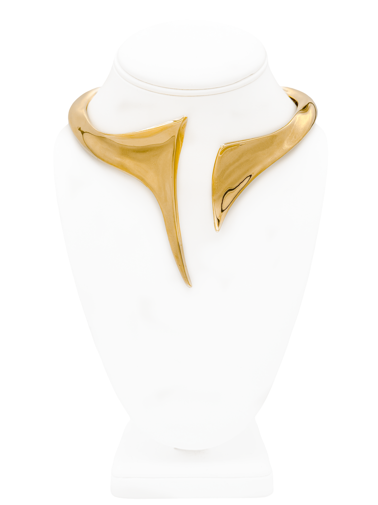 Giuseppe Zanotti Gold Oversized Sculptural Slip On Collar Necklace